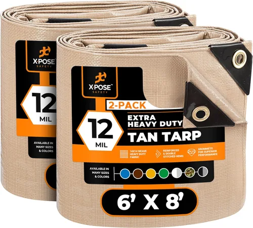 Miniatura 14 de Lona protectora Xpose Safety multiusos, de poliéster blanco, resistente, resistente al agua, resistente a la intemperie, resistente a rasguños
