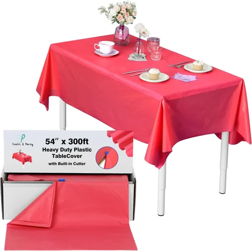Miniatura 58 de Rollo de plástico para cubierta de mesa color verde manzana, 40 pulgadas x 100 pies, rollo de plástico resistente para cubierta de mesa de banquetes