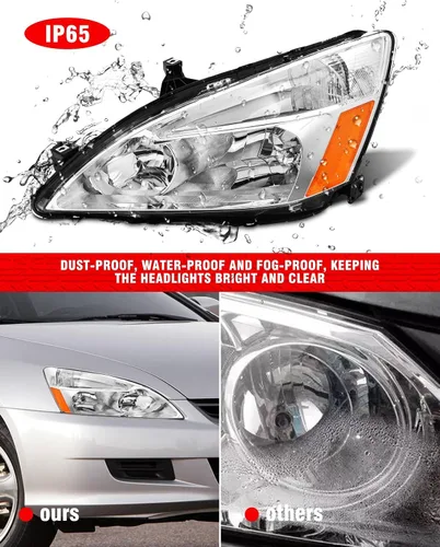 Miniatura 5 de Conjunto de faros delanteros Accord 2003 2004 2005 2006 2007 para Honda Accord 2003-2007 2/4dr lente transparente carcasa cromada con reflector
