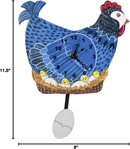 Miniatura 4 de American Made - Reloj de pared con péndulo de huevo, 11.5 x 9 pulgadas, color azul
