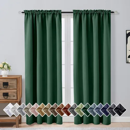 Miniatura 20 de OVZME Cortinas opacas turquesa para tratamiento de ventanas pequeñas, cortinas cortas con bloqueo de luz para ventana de cocina sobre el fregadero