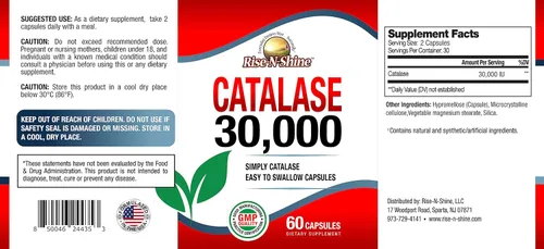 Miniatura 3 de Rise-N-Shine - Suplemento de catalasa 30,000 - Potente enzima antioxidante para apoyo a la salud del cabello - Suplementos capilares para cabello