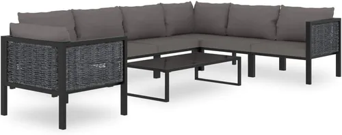 Miniatura 2 de Ensemble Salon de Jardin 8 Pièces Anthracite Gris Foncé avec Coussins Résistants aux Intempéries, Confortable et Moderne Pour Terrasse, Balcon ou