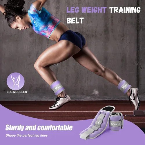 Miniatura 6 de NEALFIT Pesas de tobillo para hombres, mujeres y niños, pesas para piernas, brazos y muñecas con correa ajustable para correr, gimnasia, aeróbica