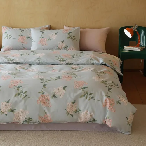 Miniatura 18 de MKXI Juego de ropa de cama con diseño de corbata de moño linda y rayas de flores rosas, tamaño individual, de algodón - Funda de edredón