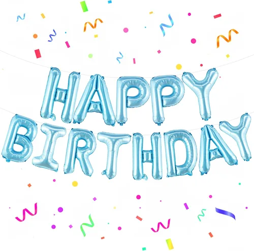 KatchOn, Pancarta de Globos de Feliz Cumpleaños Azul Claro - 16 Pulgadas | Cartel de Feliz Cumpleaños | Decoración de Cumpleaños para Niños, Niñas,