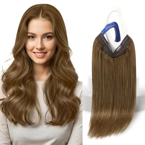 Miniatura 12 de Sunny - Extensiones de cabello humano real, con cable/hilo y clips ajustables, aplicación invisible, 2.82 onzas, 12 pulgadas, color rubio cenizo