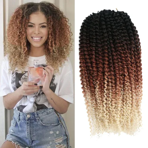 Miniatura 15 de Rizo rizado afro de 8 pulgadas, cabello rizado 4# color negro apagado 3 unids/paquete de extensiones de cabello sintético suave (4#)