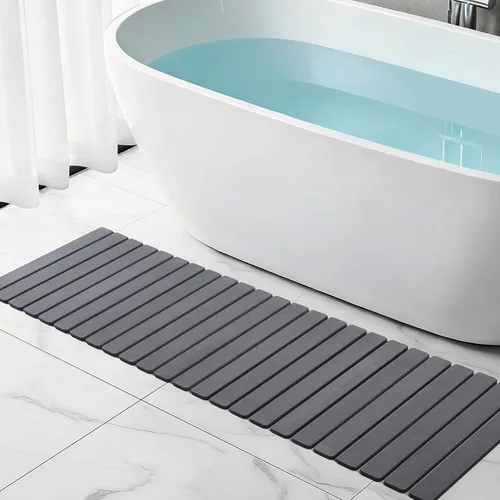 Miniatura 11 de THMINS Tapete de Baño de Piedra Enrollable, Tapete de Baño Plegable de Tierra de Diatomeas 24x16 pulgadas, Súper Absorbente, de Secado Rápido