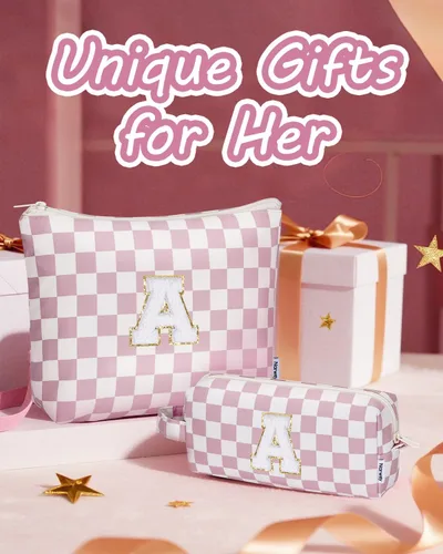 Miniatura 7 de Narwey Bolsa de maquillaje con inicial, regalos de graduación para adolescentes, niñas, niños y adolescentes, monograma personalizado, bonita bolsa