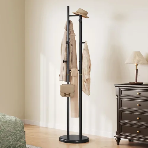 Miniatura 16 de Uniclinens Perchero de madera independiente – Perchero independiente resistente, perchero de madera con 6 ganchos, aspecto creativo de rama de árbol