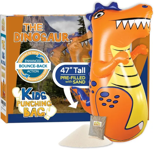 Miniatura 11 de INFLATABLE DUDES Dinosaurio - Saco de boxeo para niños Ya lleno de arena Bolsa Bop Juguete de boxeo inflable Saco de boxeo para niños Blue