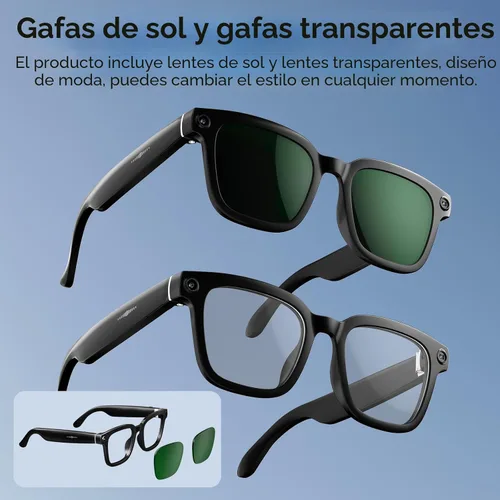 Miniatura 6 de Lentes inteligentes AI con cámara, gafas de grabación de video 1080P, gafas de cámara de 8 MP, traducción en tiempo real, asistente de voz AI