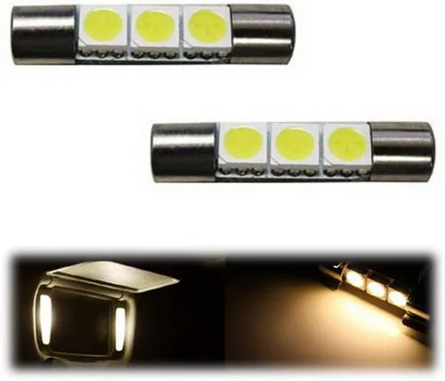 Miniatura 7 de iJDMTOY 3-SMD - Bombillas de repuesto 6614F de 1.142 in compatibles con luces de espejo de tocador de automóvil, blanco cálido