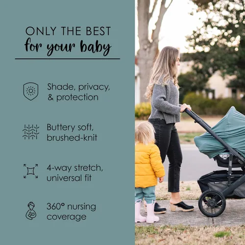 Miniatura 4 de Milk Snob Original 5-en-1 Cubierta Luxe en Jade - Privacidad añadida para la lactancia, Asiento de coche para bebé, Portabebés, Carriola, Silla