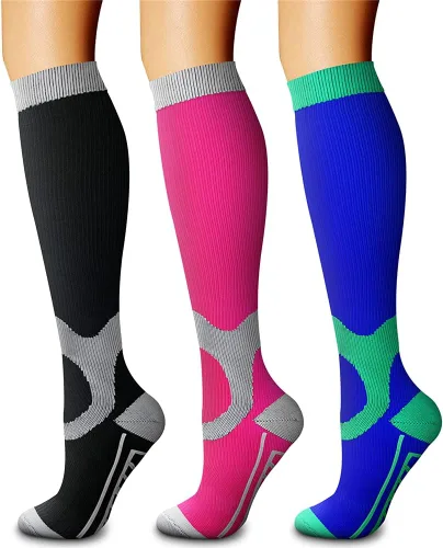 Miniatura 62 de CHARMKING - Calcetines de compresión para mujeres y hombres (3 pares), 15-20 mm Hg, el mejor apoyo para atletismo, running o ciclismo, mejora