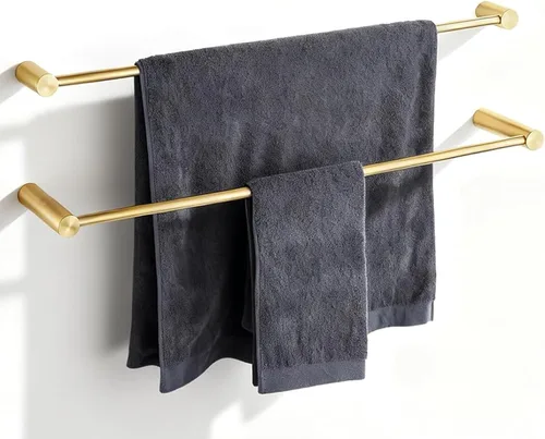 Toalleros para baño, NEWRAIN Barra de toalla doble de baño de 30 pulgadas montada en la pared, toallero de cocina de acero inoxidable, varilla de