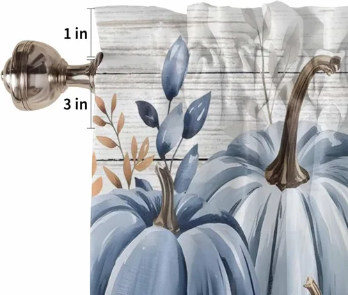 Miniatura 5 de Cenefas de cortina de otoño de calabaza naranja azul gris para ventanas de sala de estar, cenefas de cortina de Acción de Gracias para dormitorio