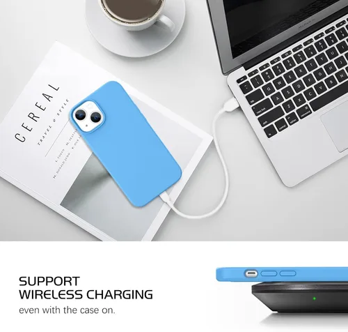 Miniatura 7 de DOMAVER Funda para iPhone 13, funda de teléfono para iPhone 13, silicona líquida, gel suave, forro de microfibra, funda protectora a prueba de Azul