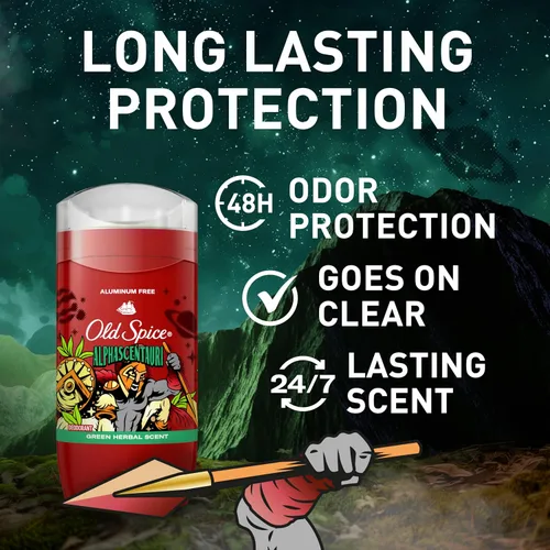 Miniatura 2 de Old Spice Desodorante sin aluminio para hombres, protección contra olores 24/7, frescura 24/7 y aroma duradero, se pone transparente, Alphascentauri