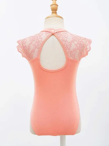 Miniatura 17 de JEATHA Leotardos de ballet para niñas, camisetas de baile, bailarina, encaje floral, con botones, entrepierna