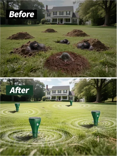 Miniatura 6 de Mole Repellent Solar Powered for Lawns,Waterproof Gopher & Groundhog Repellent with Variable Sonic Vbration,Easy Twist Stakes for Yard & Garden,Get