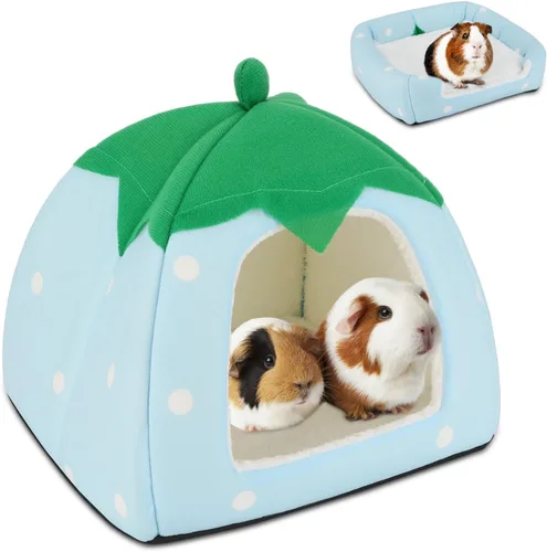Miniatura 8 de BWOGUE Casa Cama para Conejillo de Indias Acogedora Cueva de Hámster Escondite Grande para Conejos Enanos Erizo Dragón Barbudo Nido de Invierno rojo
