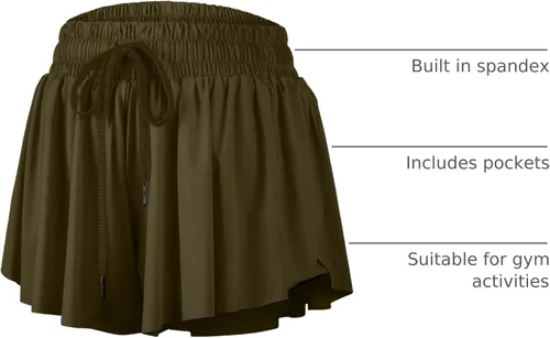 Miniatura 58 de Blaosn Pantalones cortos atléticos fluidos para mujer, gimnasio, yoga, entrenamiento, correr, pantalones cortos de tenis, falda falda linda, ropa