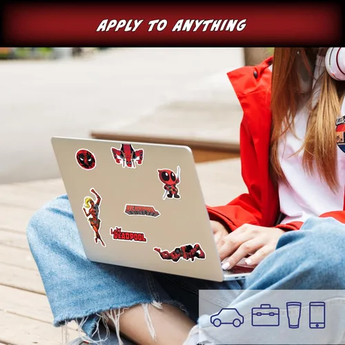 Miniatura 7 de Marvel Deadpool - Adhesivos de vinilo de Deadpool - Juego de 12 adhesivos de vinilo de Deadpool para coche, ventana, camioneta, parachoques, Paquete