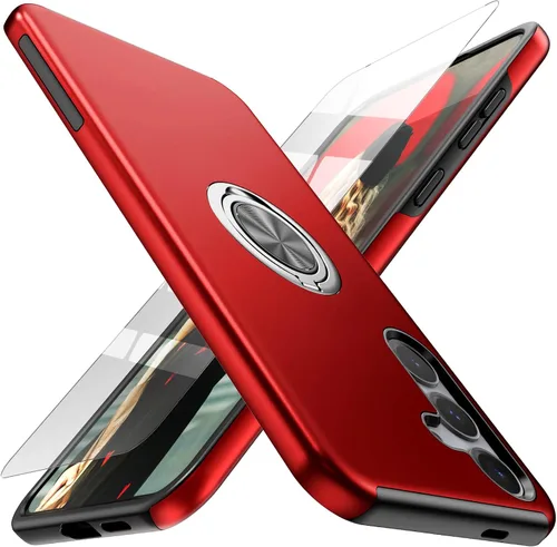 Miniatura 14 de Funda para Samsung Galaxy S26 con protector de pantalla de vidrio templado, híbrida 2 en 1, funda protectora delgada duradera con anillo magnético