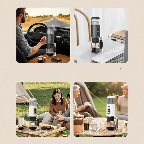 Miniatura 6 de Zunate Cafetera portátil, cafetera de viaje compatible con café molido y cápsulas para viajes, camping, senderismo, pesca, picnic y trabajo (negro)