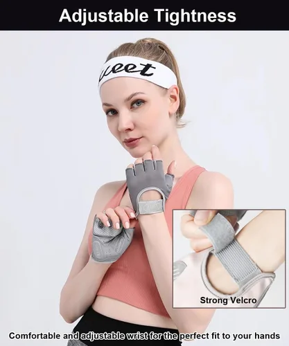 Miniatura 3 de SUJAYU Guantes de entrenamiento para mujeres y hombres, guantes antideslizantes sin dedos para levantamiento de pesas, guantes de entrenamiento