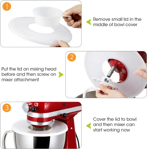 Miniatura 5 de AIEVE Fundas para tazones para mezclador, tapas protectoras de salpicaduras para mezclador KitchenAid de 4.5 a 5 cuartos de galón (2 unidades)