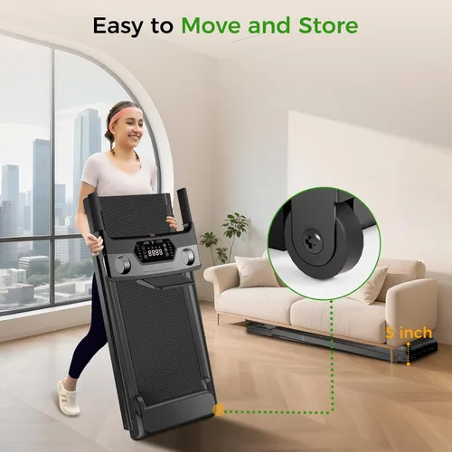 Miniatura 8 de Foldable Treadmill for Home, 3-in-1 Walking Pad with 13% Incline Handle Bar, 300LBS Capacity, 3.0HP Quiet Brushless, Small Treadmills for Small
