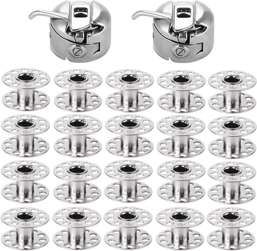 Estuche de 2 piezas con 20 bobinas de metal para máquina de coser, bobinas de repuesto para costura artesanal, compatible con Brother, Janome,