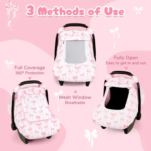 Miniatura 3 de Funda para asiento de coche para bebé, funda para asiento de coche resistente al viento para bebés niñas, toldo cálido para asiento de coche