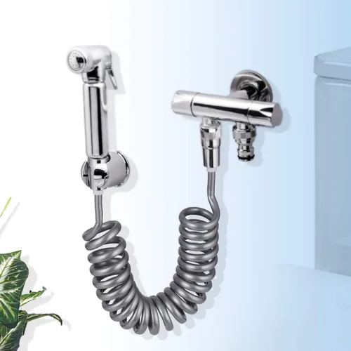 Miniatura 2 de Manguera de resorte para bidé, tubo de ducha flexible, antitorsión y estirable hasta 6.6 ft para agua de fontanería, inodoro, bidé, pulverizador