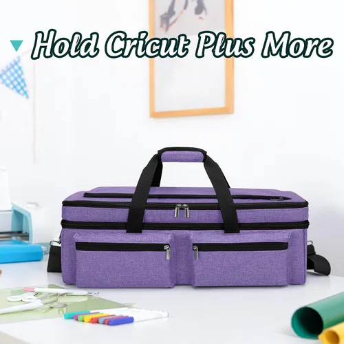 Miniatura 9 de LUXJA Bolsa de doble capa con bolsillo para alfombrilla de corte para Cricut Explore Air (Air2) y Maker, bolsa de transporte compatible con máquina