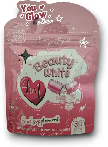You Glow Babe Beauty White 4 en 1 Suplemento alimenticio de glutatión, 30 cápsulas