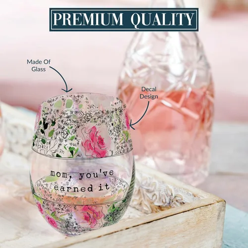 Miniatura 4 de Pavilion Gift Company - Vaso de vino sin tallo de 18 onzas para mamá, regalos para mamá de hija, hijo, niños, regalos del día de la madre para mamá
