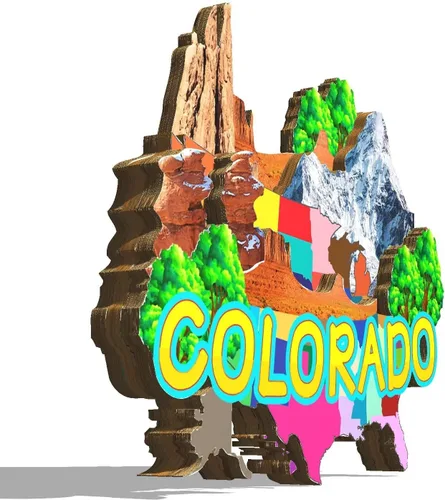 Miniatura 2 de Imán de Colorado USA para nevera de madera 3D, monumentos de viaje, coleccionables, recuerdos, decoración hecha a mano, 2