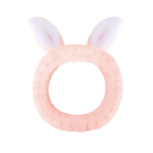 Miniatura 12 de Jowmoy Bonita diadema de orejas de conejo, diseño de ojo de rana, elástica para lavar la cara, para mujeres, maquillaje, ducha, spa. Q-Orejas
