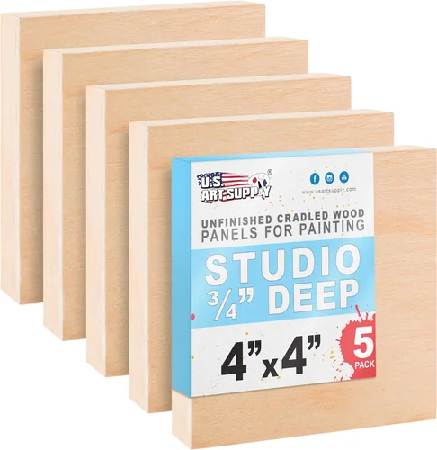 Miniatura 9 de U.S. Art Supply Paneles de madera acunados sin terminar para pintar, paquete de 5 tableros de lona de madera de abedul de estudio de 3/4 pulgadas