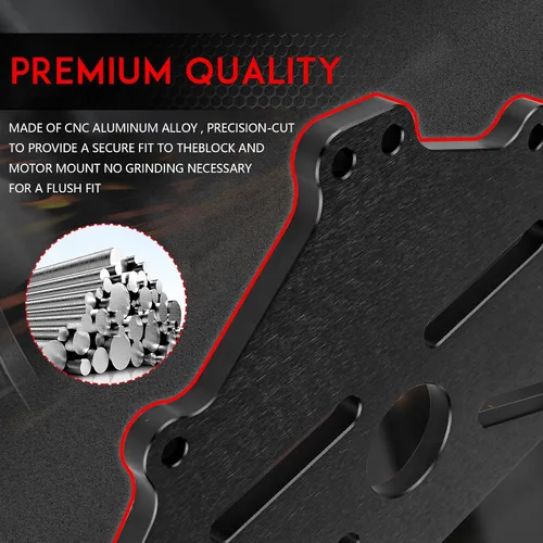 Miniatura 3 de Placa adaptadora de soporte seguro para motor compatible con Chevy LS1 Duramax BBC SBC LS Soporte resistente (negro)