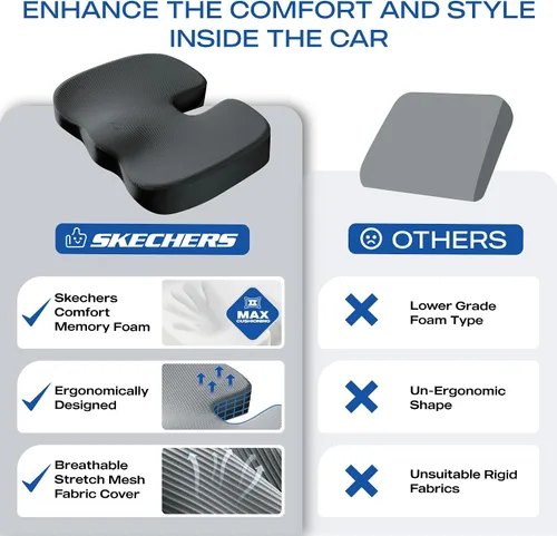 Miniatura 6 de Skechers Cojín de Espuma Viscoelástica para Asiento, Cojín para Silla de Oficina para Alivio del Dolor de Coxis, Almohada para Glúteos para Silla