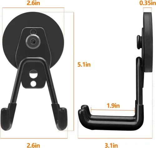 Miniatura 4 de Homde Gancho magnético resistente, paquete de 3 soportes magnéticos fuertes para taller de garaje, colgador grande de utilidad industrial