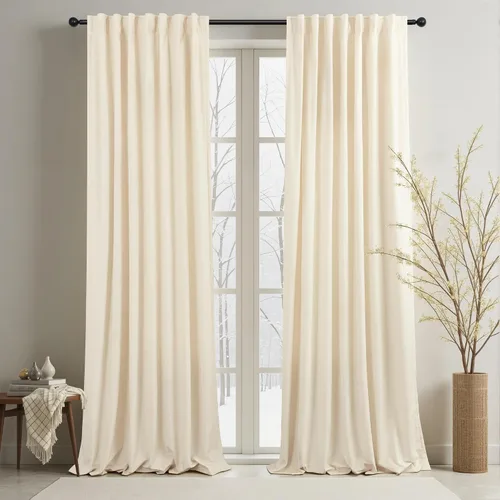 Miniatura 34 de Cortinas de terciopelo opacas para oscurecer la habitación de 63 pulgadas de largo para sala de estar, comedor, 2 paneles, privacidad pesada