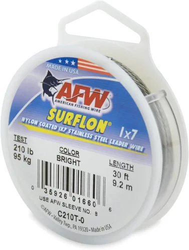 Miniatura 83 de Alambre de pesca americano Surflon recubierto de nailon 1x7 de acero inoxidable, línea líder de pesca para agua salada, prueba de 10 libras - prueba