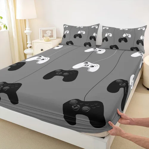 Miniatura 7 de Feelyou Sábana bajera ajustable para niños y niñas, 3 piezas, con 1 sábana encimera y 1 funda de almohada, tamaño individual