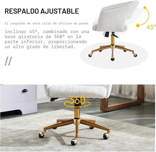 Miniatura 5 de ECHINGLE Silla de escritorio de oficina en casa, tapizada de terciopelo, moderna y cómoda, silla de oficina para mujer, ergonómica, ajustable